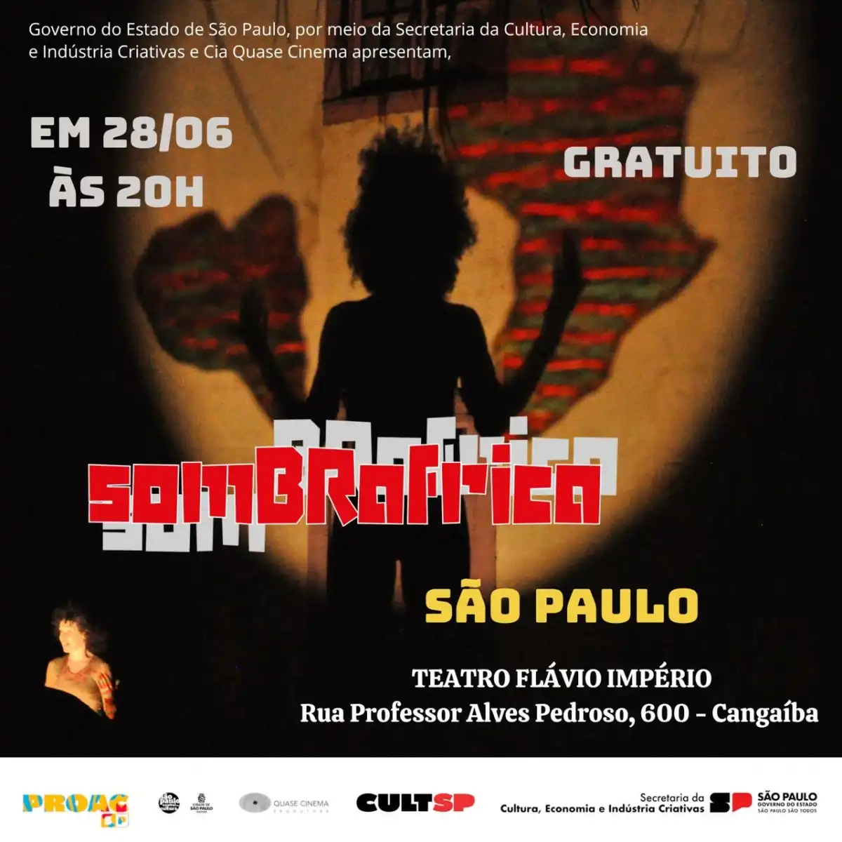“SomBRafrica” se apresenta gratuitamente em São Paulo no Teatro Flávio Império