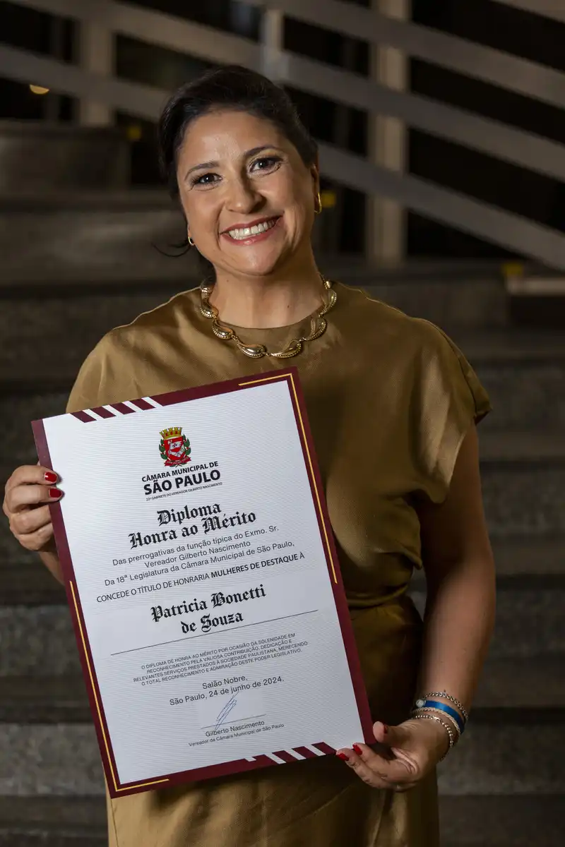 Câmara Municipal de São Paulo homenageia Patricia Bonetti com o título de Mulher de Destaque 2024