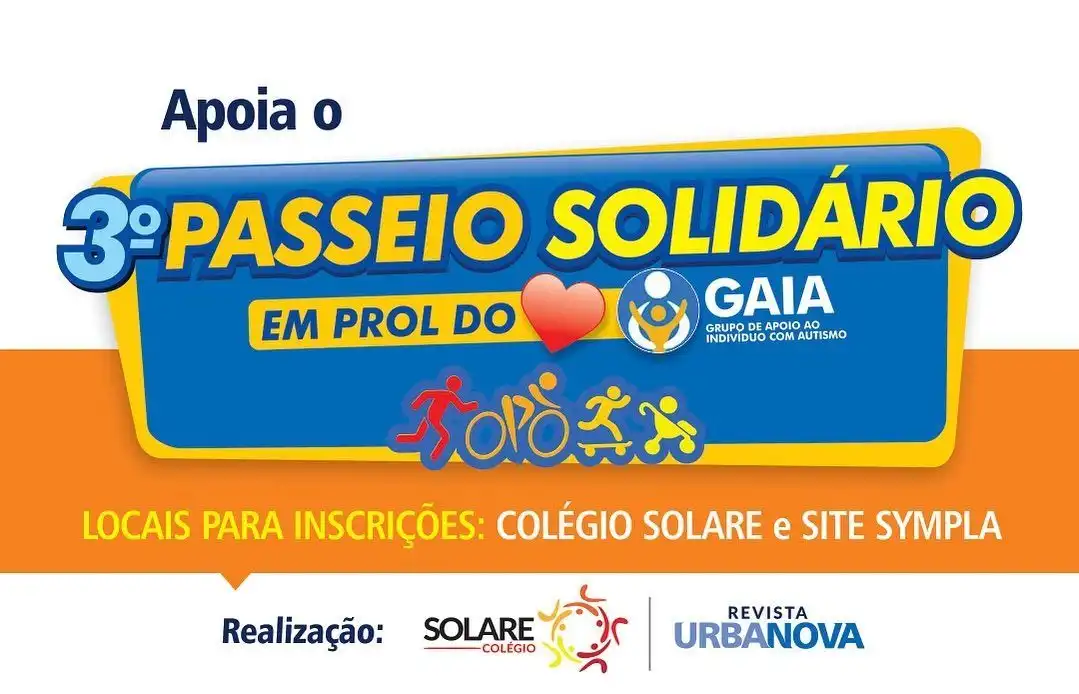 Passeio Solidário, que vai acontecer no dia 24 de setembro, no Urbanova