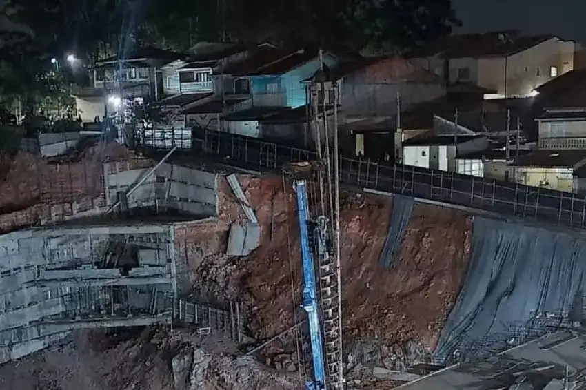 Muro de prédio em construção desaba pela segunda vez em São José