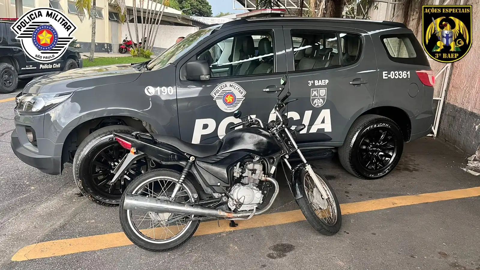 Em Pindamonhangaba, homem de 22 anos é preso com motocicleta furtada