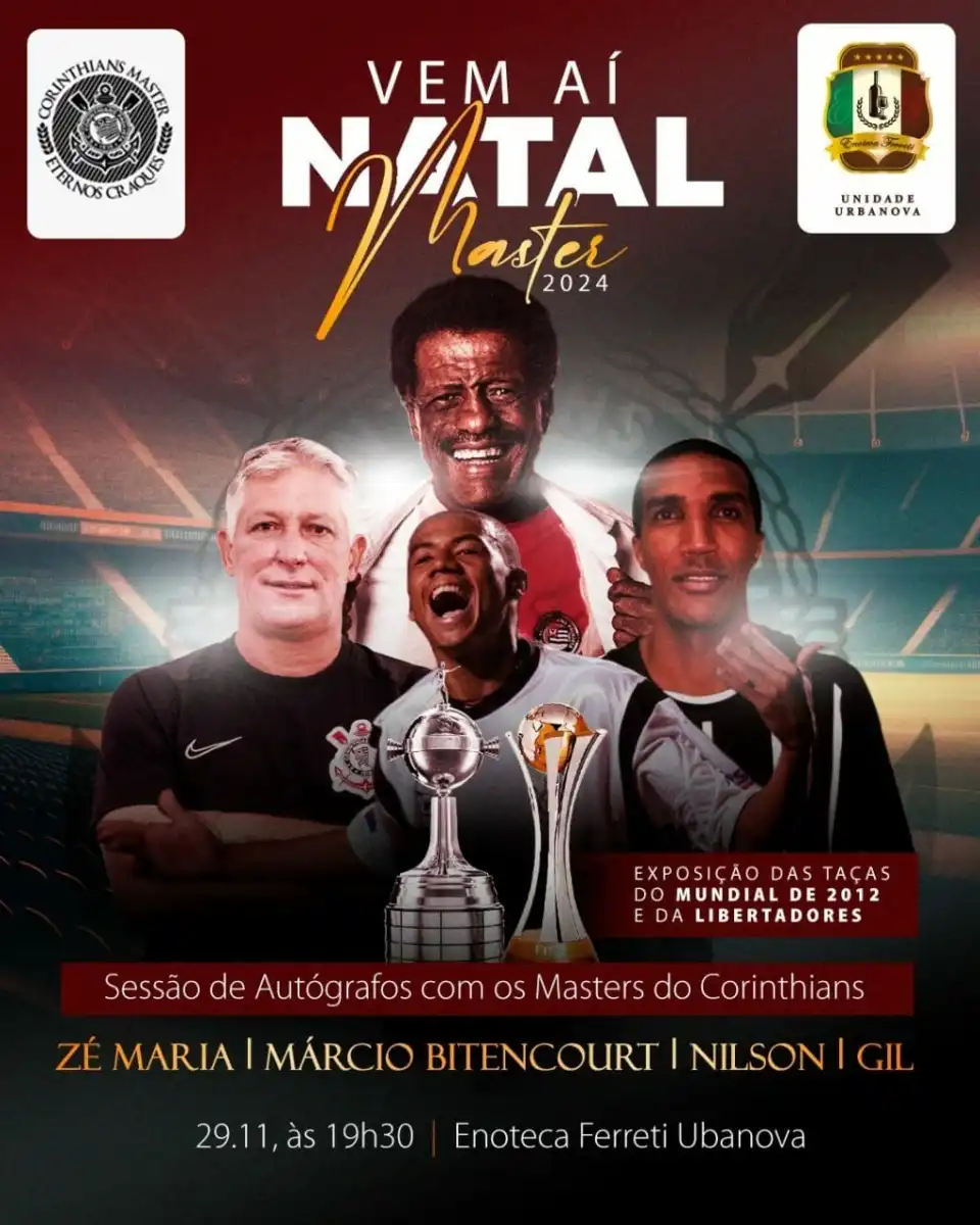 Natal Masters 2024: Enoteca Ferreti realiza noite de autógrafos com craques do Corinthians