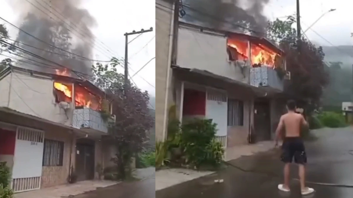 Parte de uma casa é destruída por incêndio em Ubatuba