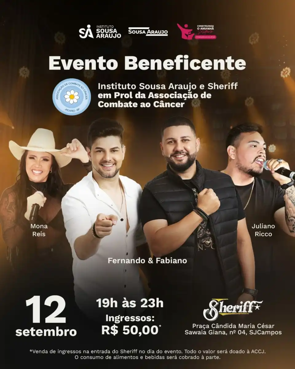 Instituto Sousa Araújo e Sheriff promovem evento beneficente em prol da ACCJ