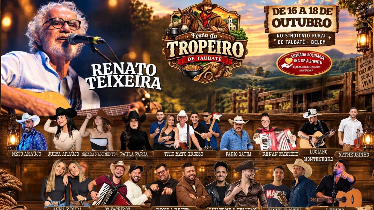 Festa do Tropeiro volta a Taubaté após 16 anos com show de Renato Teixeira
