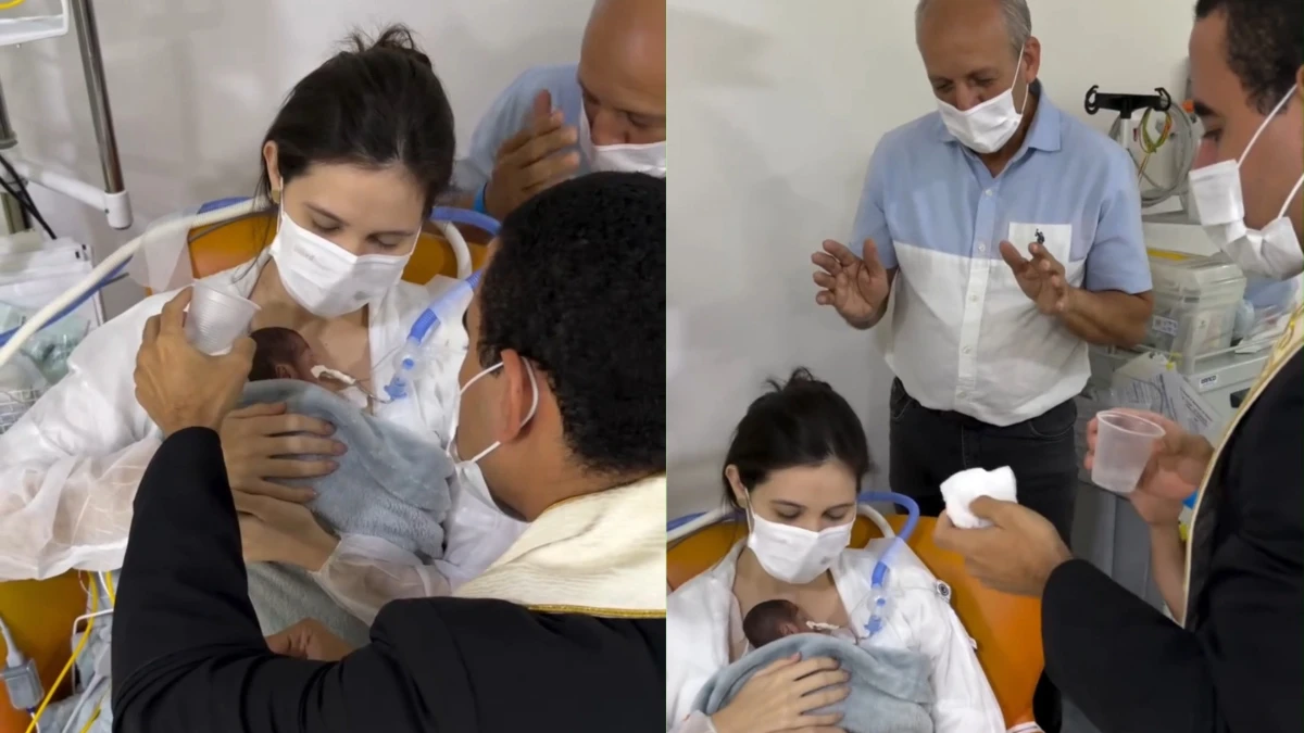 Prematura de 570 gramas é batizada às pressas e viraliza na internet