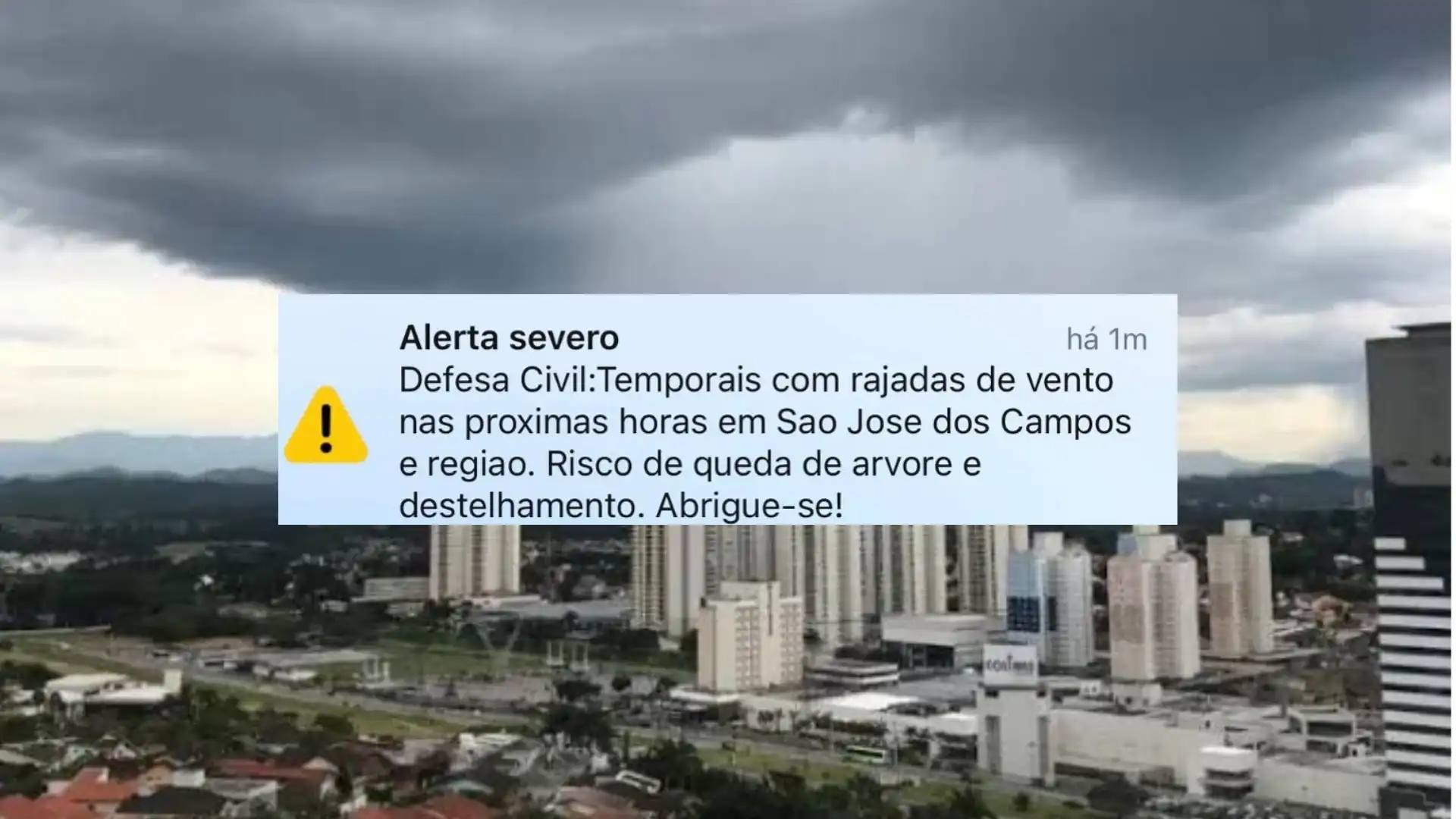 Defesa Civil emite alerta severo de temporal e rajadas de vento