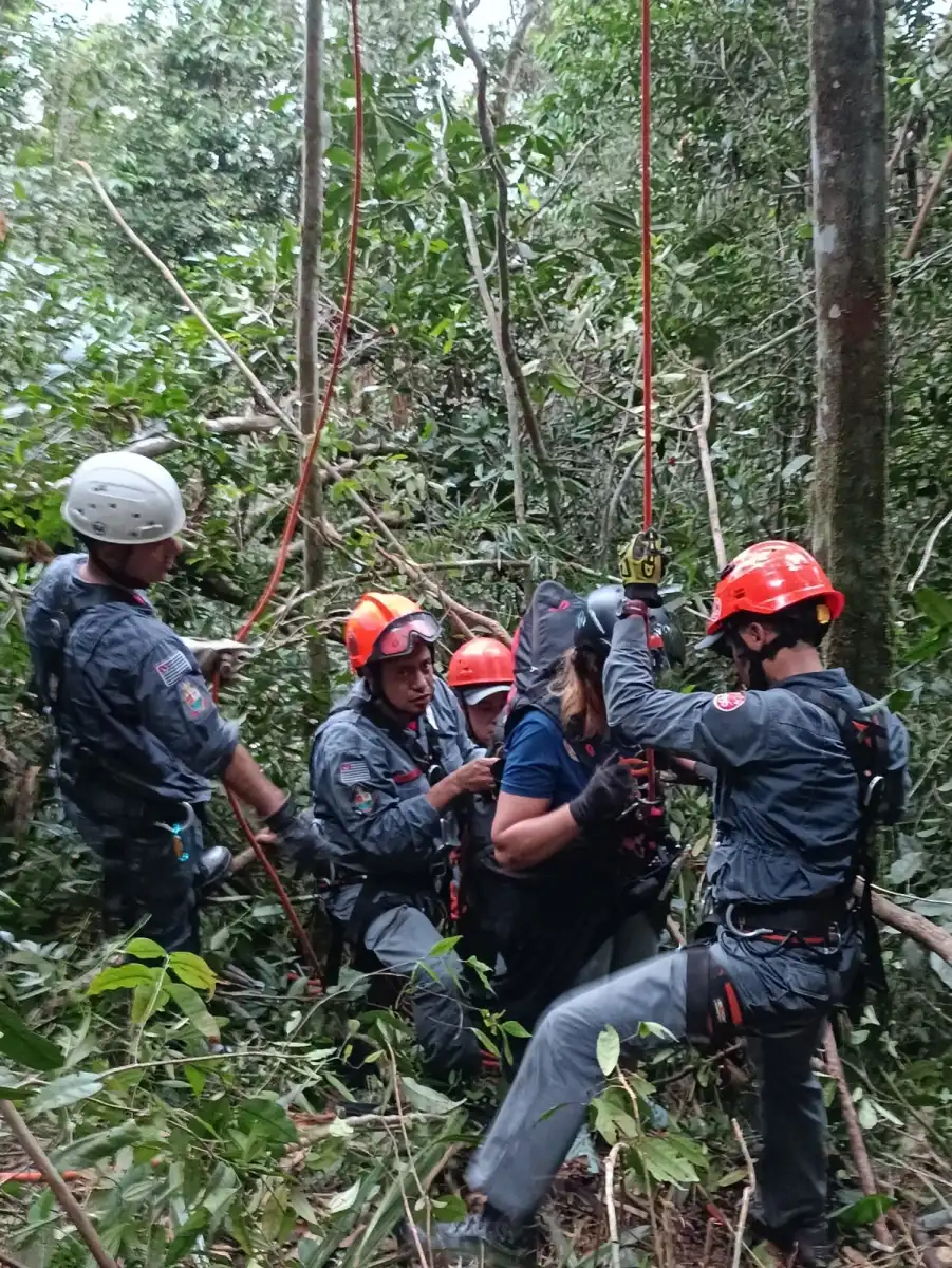 Mulher salta de parapente e fica presa em árvore a 20 metros de altura em Caraguatatuba  