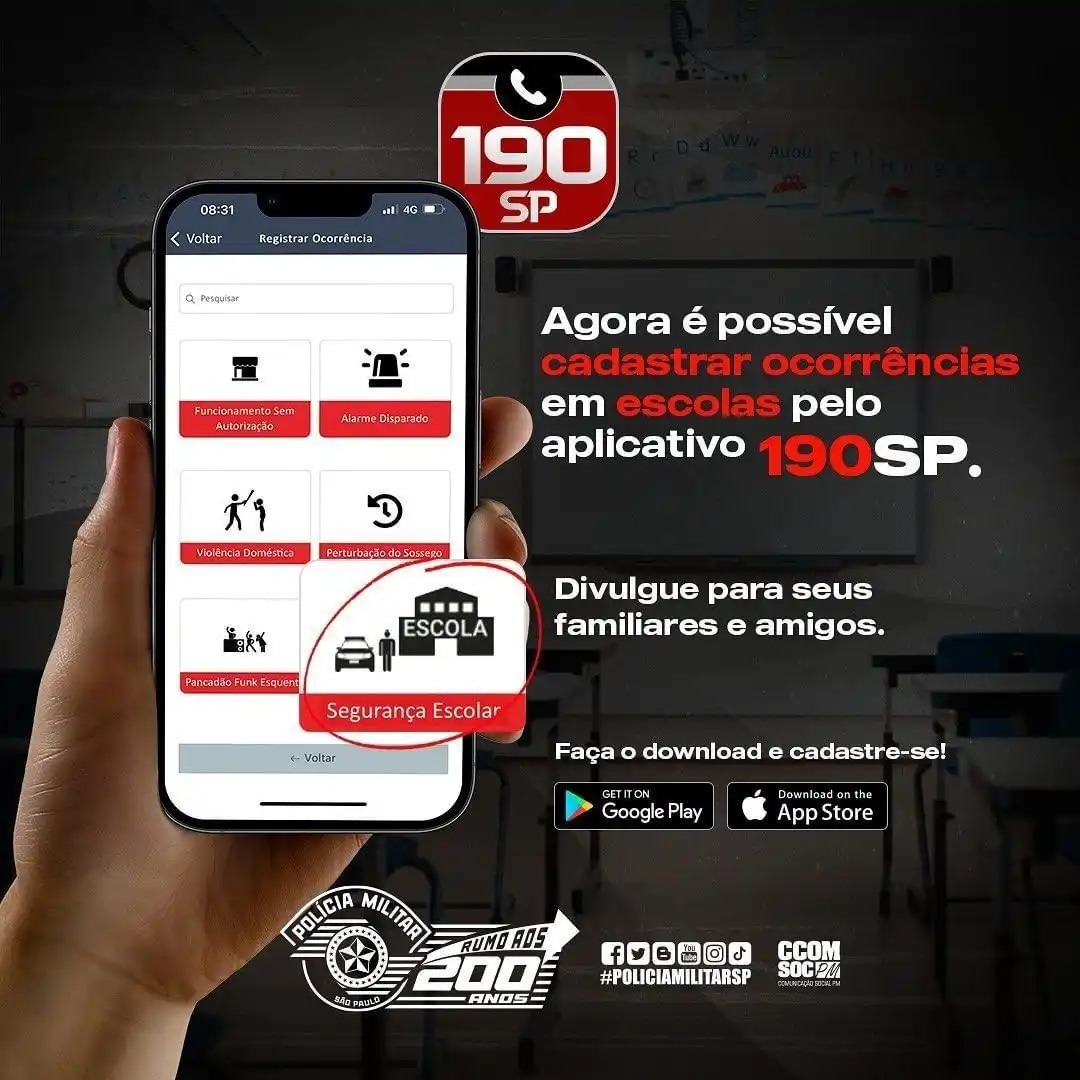"Botão de pânico" escolar é implementado em aplicativo 190 SP