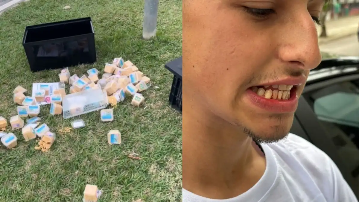 Homem ataca vendedor de paçoca e destrói mercadoria