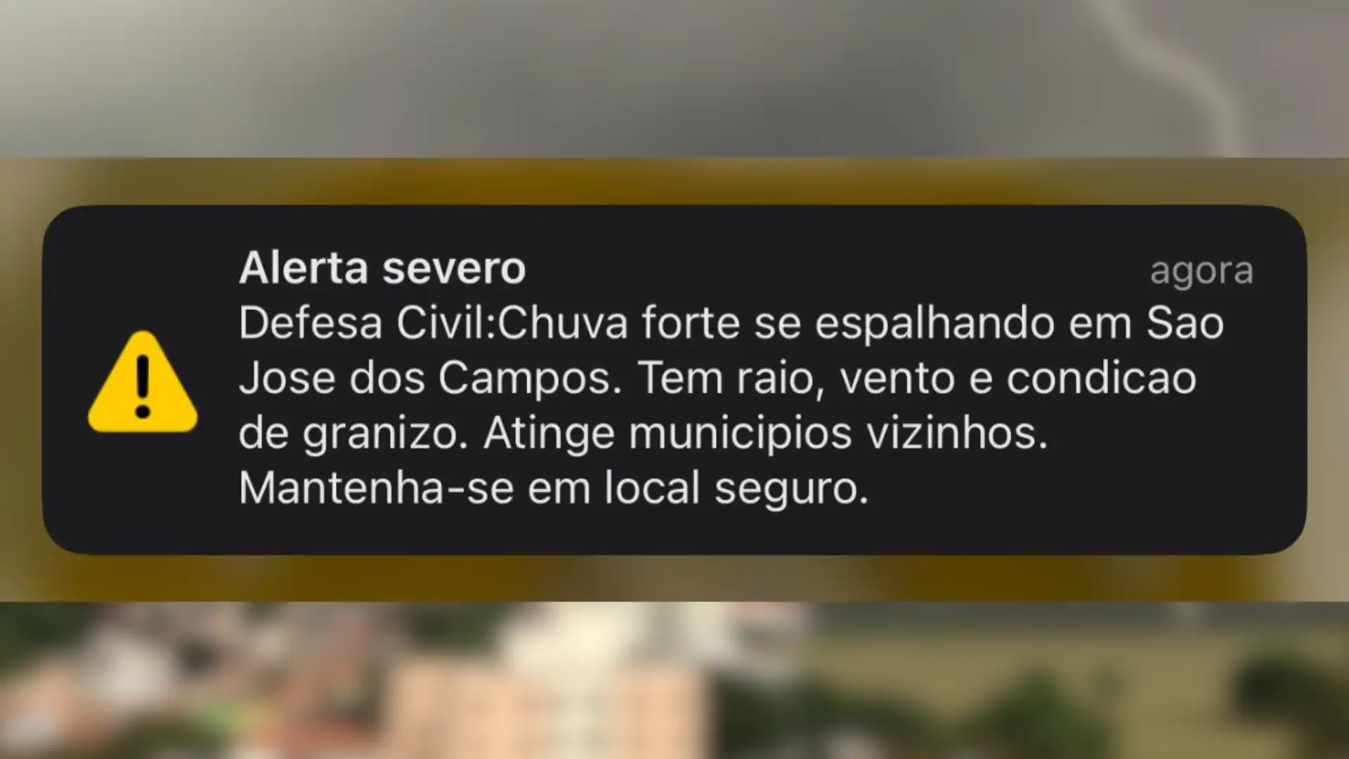 Celulares de SJC recebem alerta de tempestade e granizo