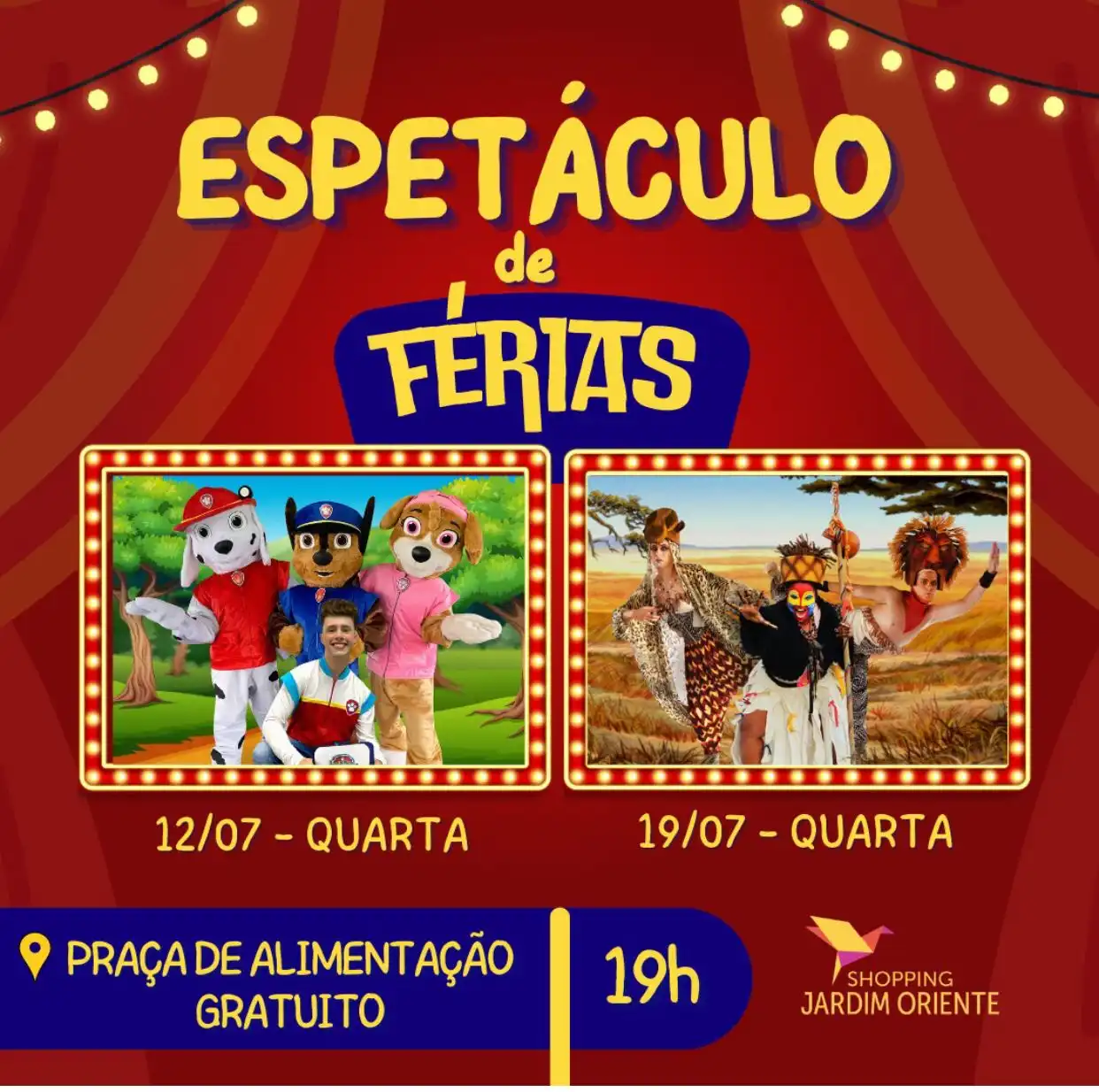 Férias: Teatro Infantil Gratuito em Shopping de São José dos Campos