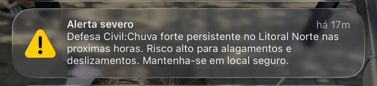Defesa Civil emite alerta de ressaca e ventos fortes no Litoral Norte