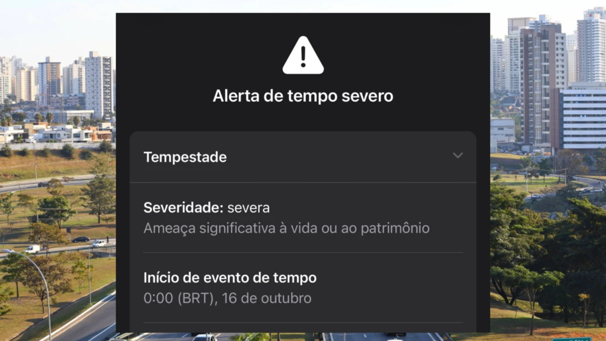 Inmet emite alerta laranja de tempestade para SJC, Jacareí e Taubaté para amanhã (16)