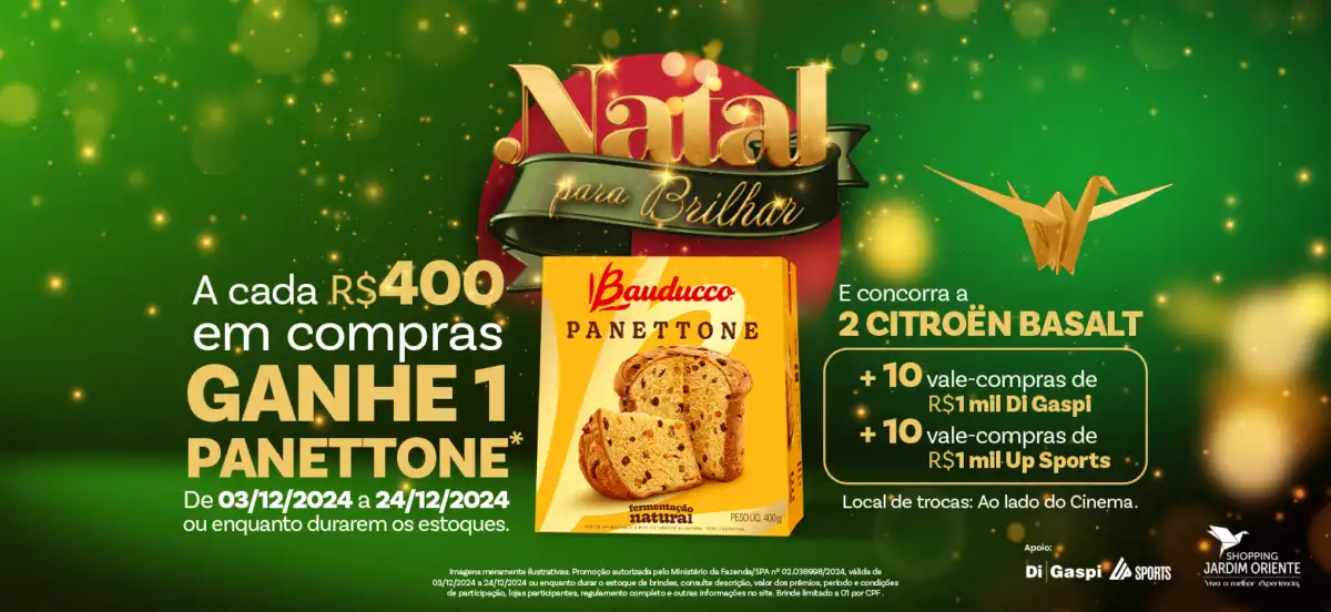 Shopping Jardim Oriente Presenteará Clientes com Panettone na 2ª fase da Campanha Natal para Brilhar