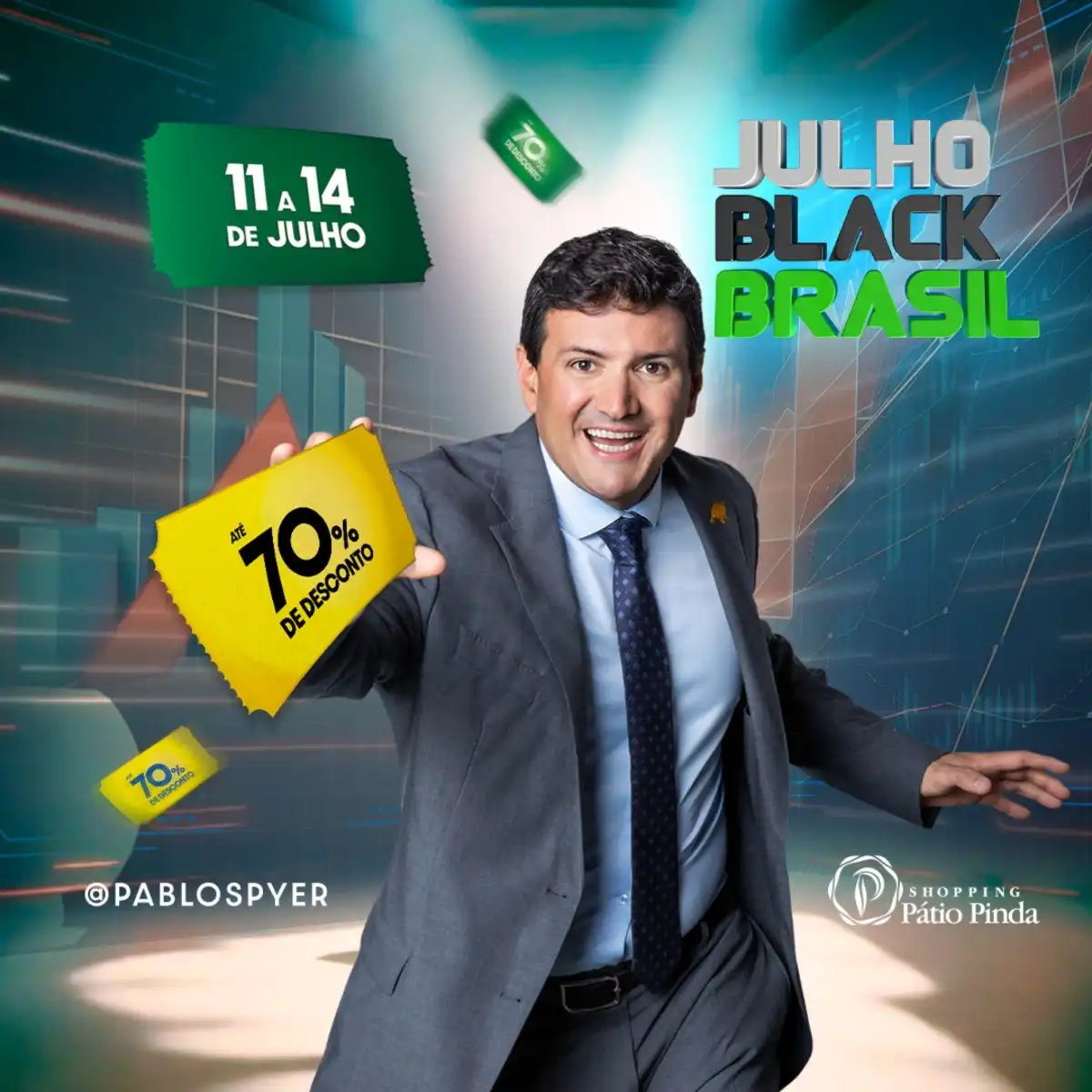 Grupo AD e Shopping Pátio Pinda inovam na 7ª edição da liquidação Julho Black Brasil, com a participação inédita de Pablo Spyer