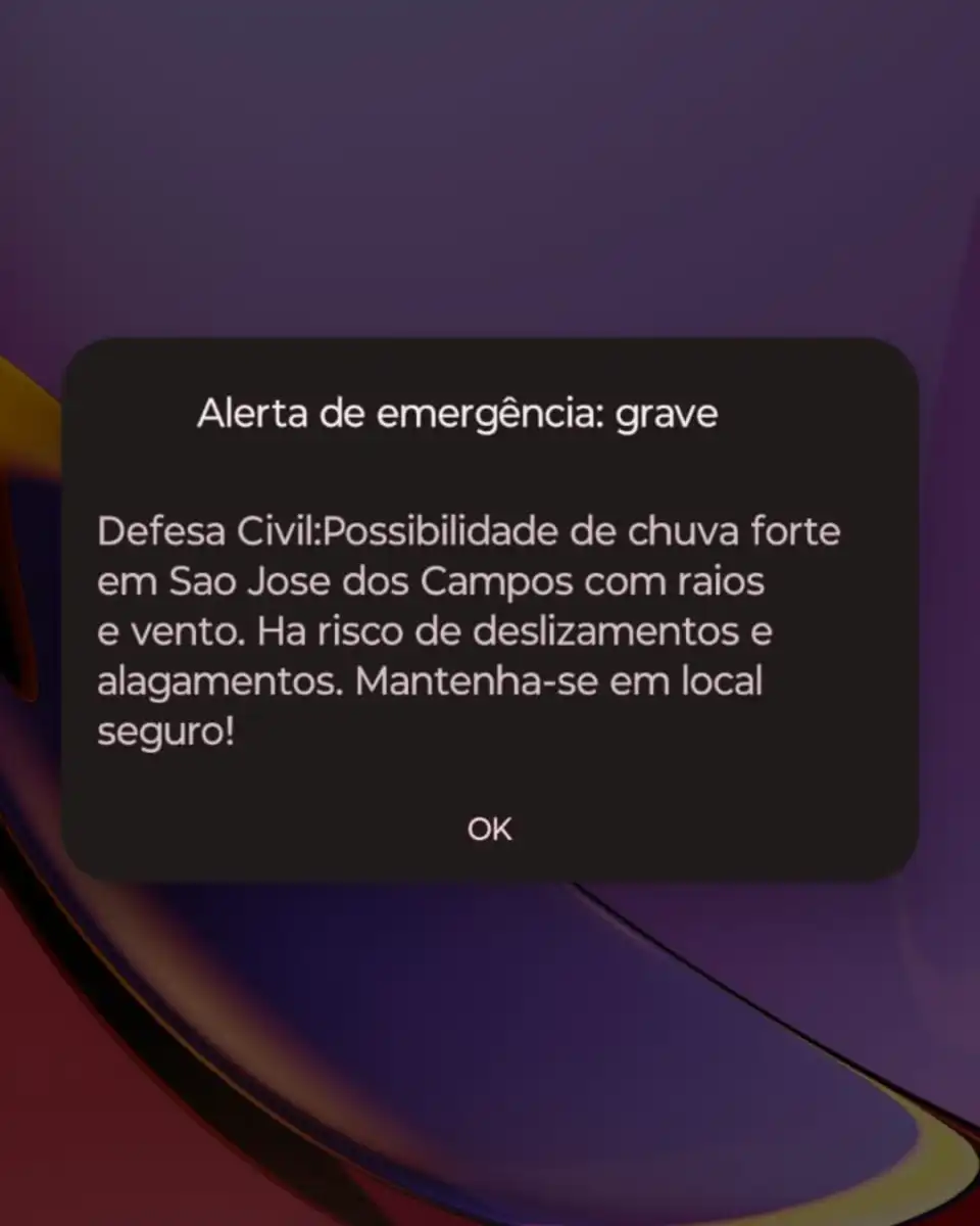 Defesa Civil envia alerta severo de chuva forte com raios e vento para moradores de São José