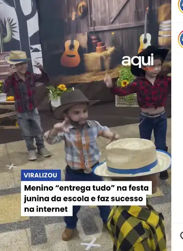 Menino “entrega tudo” na festa junina da escola e viraliza na internet