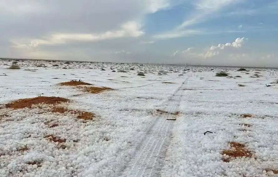 Deserto na Arábia Saudita fica coberto de neve pela primeira vez