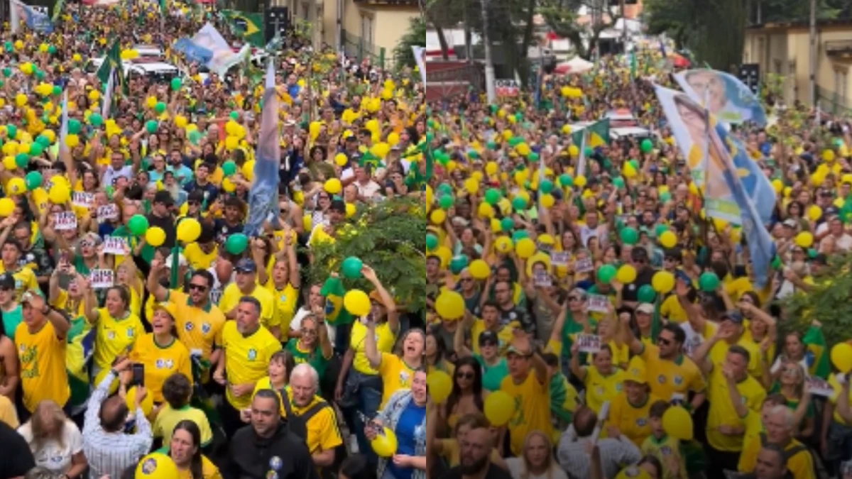 Flávio Bolsonaro recebe apoio de lideranças políticas em manifestação