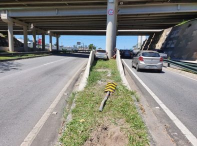 Motorista dorme ao volante e invade canteiro da Avenida Mário Covas em São José