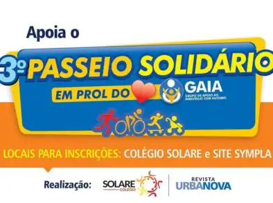 Passeio Solidário, que vai acontecer no dia 24 de setembro, no Urbanova