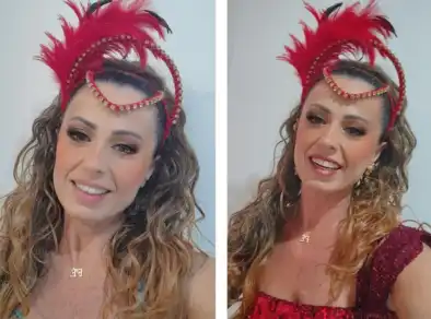 Renovada como musa, Tatiana Breia recebe a família Baderna na feijoada da União da Ilha