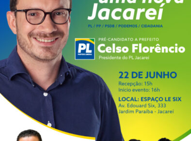 Partido Liberal (PL) de Jacareí lança pré-candidatura de Celso Florêncio a prefeito, no sábado (22)