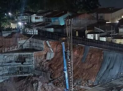 Muro de prédio em construção desaba pela segunda vez em São José