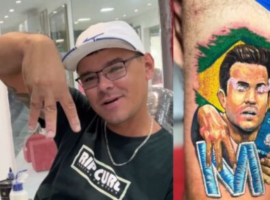 Auxiliar de padeiro faz tatuagem em homenagem a Pablo Marçal