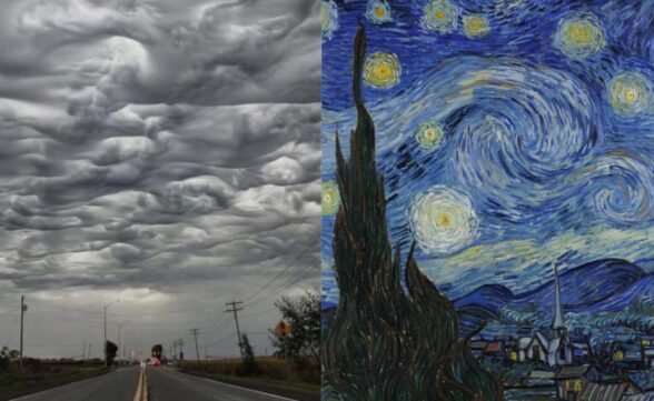 Nuvens no céu do Canadá viralizam por semelhança com a pintura de Van Gogh