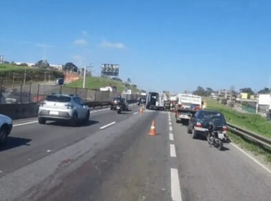 Acidente após atropelamento de capivara causa 7 km de congestionamento na Dutra em Taubaté