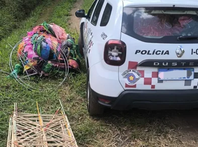 Polícia Militar apreende balão de ar quente em Monteiro Lobato