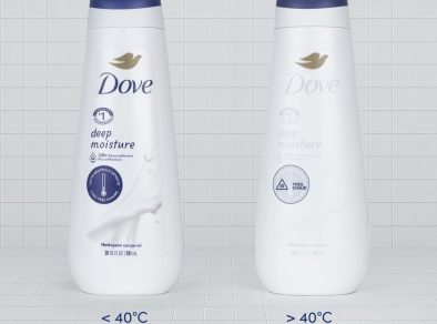 Dove lança embalagem que detecta quando a água do chuveiro está muito quente 