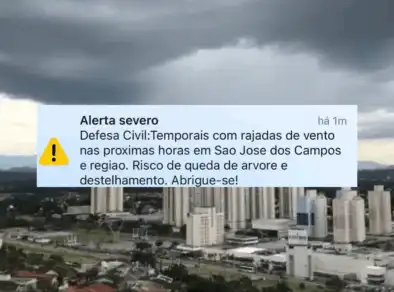 Defesa Civil emite alerta severo de temporal e rajadas de vento
